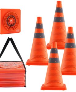 VEVOR 4 Pack 45 cm (18 inch) Collapsible Traffic Cones with Reflective Stripes and Wide Base for Safety and Visibility