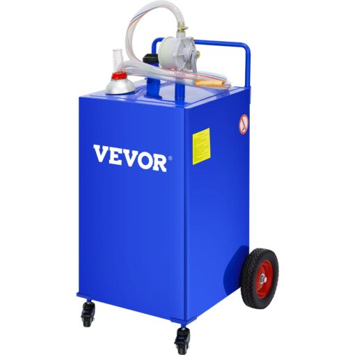 VEVOR 1136 Liter 30 Gallon Steel Fuel Caddy with Manual Transfer Pump and Wheels