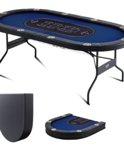 VEVOR Foldable Poker Table for 10 Players - 213 cm (84 inch) Oval Blackjack & Texas Hold'em Table with Padded Rails