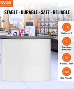 130 cm x 46.5 cm x 95 cm (51.18" x 18.31" x 37.4") Foldable Display Counter with Aluminum Frame and Wood Tabletop