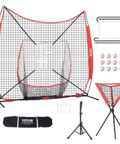 VEVOR 2.13x2.13m (7x7 ft) Portable Baseball Softball Training Net Set with Tee