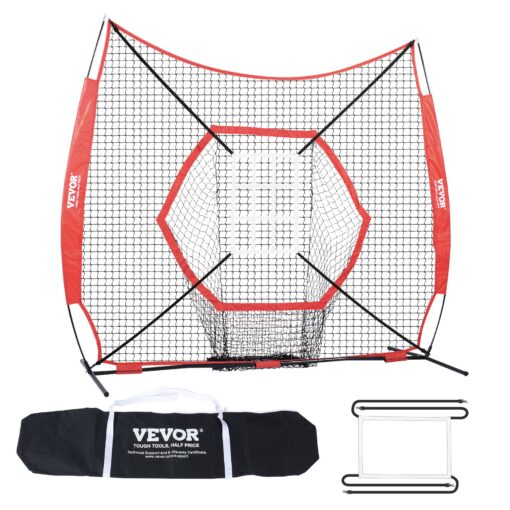 VEVOR 21x21m 7x7 ft Professional Baseball Softball Training Net with Bow Frame and Carry Bag