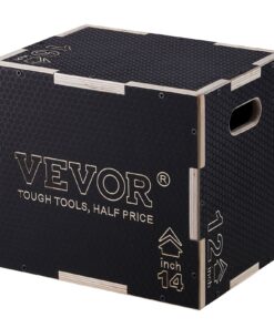 VEVOR 3-in-1 Wooden Plyometric Jump Box with Adjustable Heights (40.6/35.6/30.5 cm