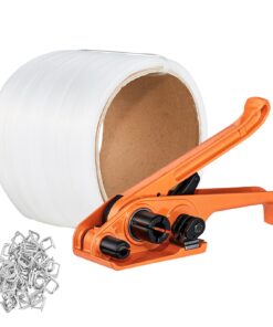 VEVOR 100m (328 ft) Woven Cord Strapping Banding Kit with Tensioner Tool and 100 Metal Seals for Pallet Packaging and Cargo Securing