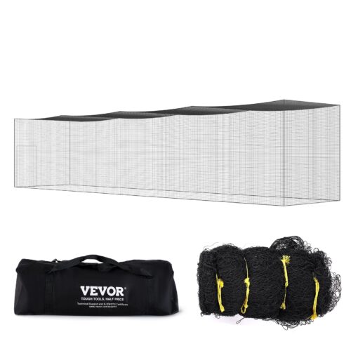 VEVOR Baseball Batting Cage Netting 1676m x 366m x 366m 55x12x12FT Durable Weather Resistant PE Mesh with Door Carry Bag