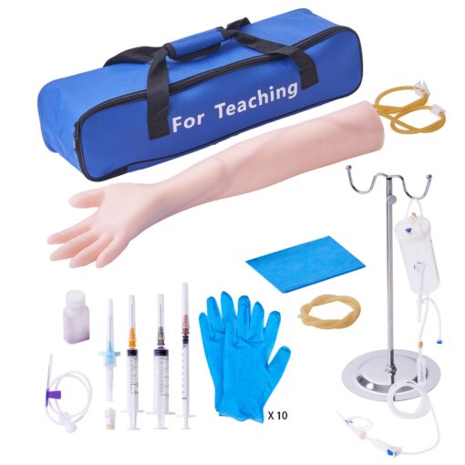 VEVOR Phlebotomy Practice Kit with Adjustable 12m 4ft IV Stand Realistic IV Training Arm for Venipuncture