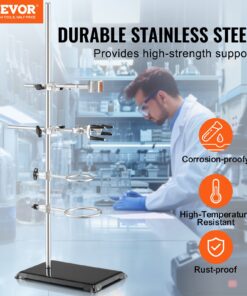 2 Steel Lab Stands with 60 cm Rod and 21 x 13.5 cm Cast Iron Base