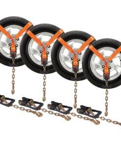 VEVOR Heavy Duty Car Tie Down Straps with Chain Anchors