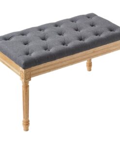 VEVOR Upholstered Tufted Bench with Foam Cushion and Rubberwood Legs