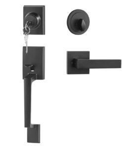 VEVOR Matte Black Adjustable Entry Door Handle and Deadbolt Set for 35mm-45mm (1-3/8 to 1-3/4 Inch) Thickness Doors