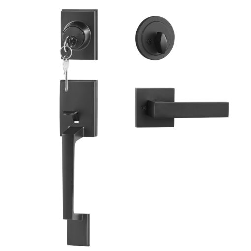 VEVOR Matte Black Adjustable Entry Door Handle and Deadbolt Set for 35mm 45mm 1 38 to 1 34 Inch Thickness Doors