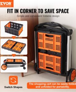 Folding Hand Truck with Storage Crate and Wheels for Groceries