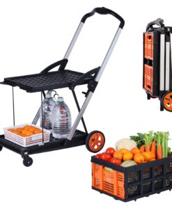 VEVOR 2-Tier Collapsible Shopping Cart with 90 kg (198 lbs) Capacity