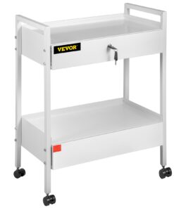 VEVOR Lab Cart with 2 Tiers and Locking Drawers