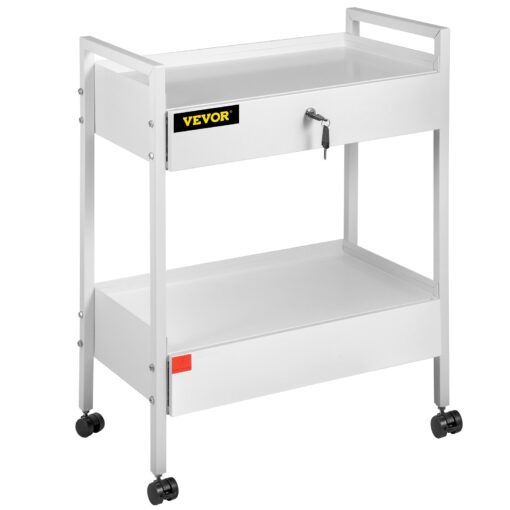 VEVOR Lab Cart with 2 Tiers and Locking Drawers