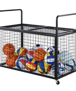 VEVOR Lockable Sports Ball Storage Cart with Double Lids