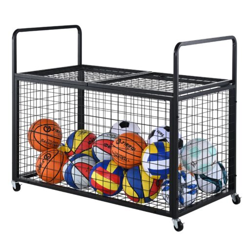 VEVOR Lockable Sports Ball Storage Cart with Double Lids