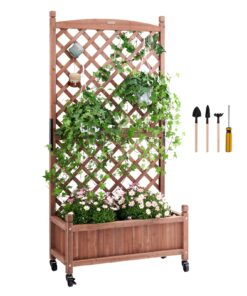 VEVOR Raised Wood Planter Box with Trellis