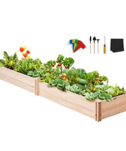 VEVOR Wooden Raised Garden Bed 2.4 x 0.6 x 0.25 m (7.9 x 2 x 0.8 ft) Planter Box with Open Base