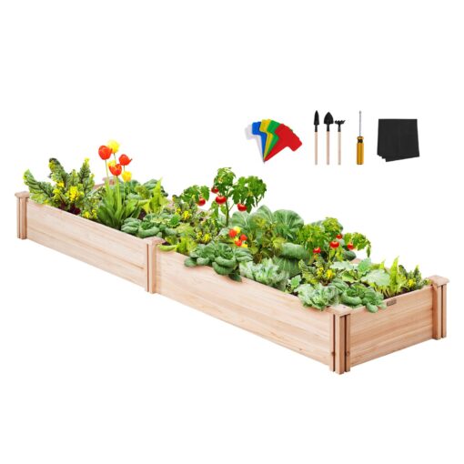 VEVOR Wooden Raised Garden Bed 24 x 06 x 025 m 79 x 2 x 08 ft Planter Box with Open Base