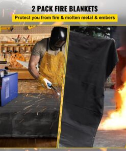 2.4m x 3m (8' x 10') Heat Resistant Fiberglass Fire Blankets with 12 Brass Grommets