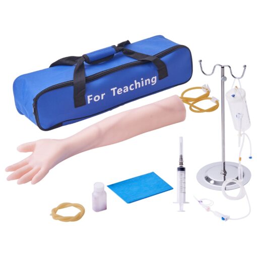 VEVOR Phlebotomy Practice Kit with Adjustable IV Stand Realistic and Durable Training Arm for Venipuncture and Blood Drawing