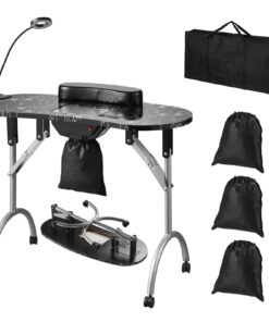 VEVOR Foldable Portable Manicure Table with 48 LED Adjustable Lamp and Electric Dust Collector