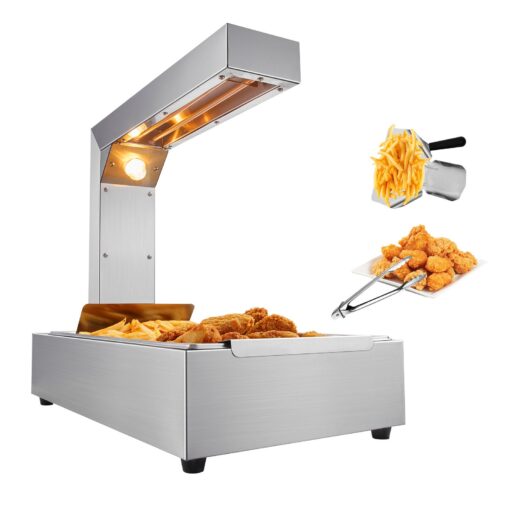 VEVOR Electric Food Warmer Station with Stainless Steel and Light for French Fries and More