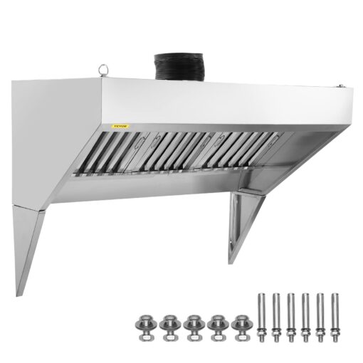 VEVOR 6FT 18288 cm Commercial Stainless Steel Exhaust Hood for Food Trucks and Kitchens