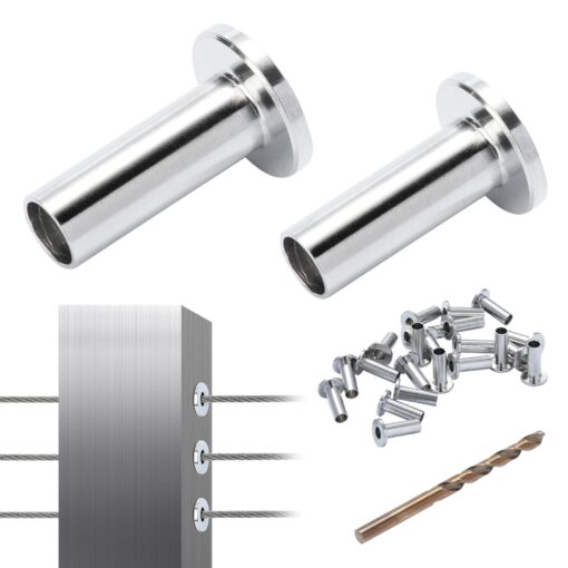 VEVOR 121 Pack T316 Stainless Steel Cable Protector Sleeves for 532 4mm and 316 48mm Wire Rope Railing