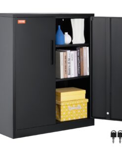 VEVOR Black Metal Storage Cabinet with 2 Magnetic Doors