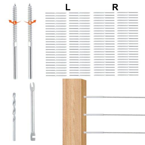 VEVOR 122 Pack Cable Railing Kit for 32mm 18 Deck Cable