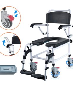 VEVOR 4-in-1 Shower Commode Wheelchair for Adults and Seniors