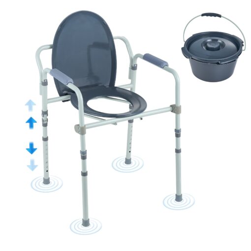 VEVOR Adjustable Commode Chair with 7 Heights