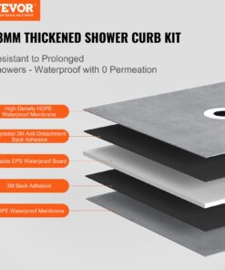 1524x965mm (60x38in) Waterproof Shower Pan Kit with 160mm (6.3in) Central Drain
