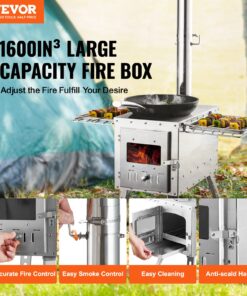 2.7m (86 inch) Portable Wood Burning Stove with Chimney Pipes & Gloves