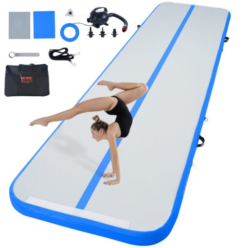 VEVOR 4m 13ft Inflatable Air Track Gymnastics Training Mat with 600W Pump