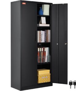 VEVOR Black Steel Locking Storage Cabinet with Magnetic Doors