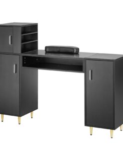 VEVOR Multifunctional Manicure Table with Glass Top and Wrist Rest - Large Storage