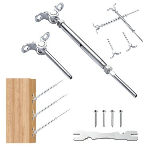 VEVOR T316 Stainless Steel Adjustable 32mm 18 Cable Railing Kit for Wood Posts