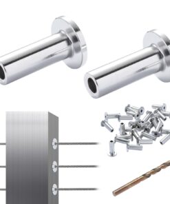 VEVOR 121 Pack T316 Stainless Steel Protector Sleeves for 3.2mm (1/8") Wire Rope Cable Railing with Free 6.5mm (0.25") Drill Bit - Marine Grade