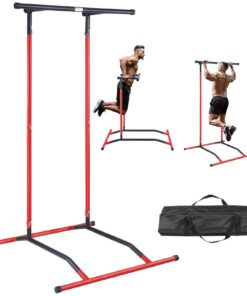 VEVOR Adjustable Power Tower Dip Station with Pull Up Bar - 2-Level Height