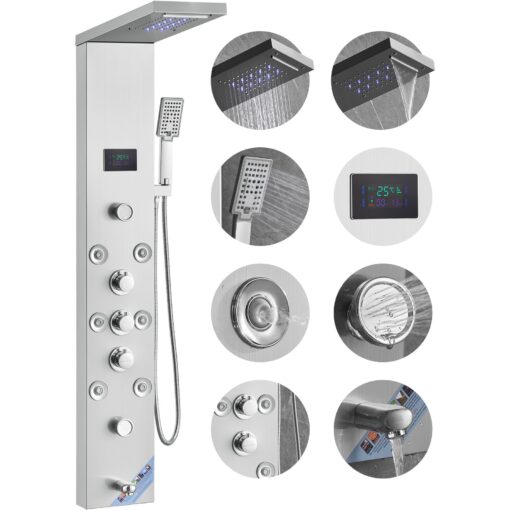 VEVOR Stainless Steel Shower Panel Tower System with 6 Modes
