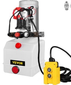 VEVOR 12V DC Hydraulic Pump 3 Quart (2.8 Liters) Double Acting Power Unit with Plastic Reservoir for Dump Trailer and Car Lifting