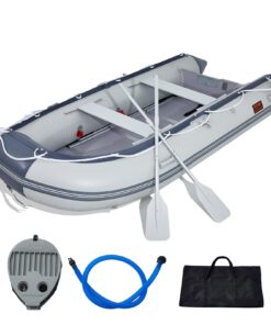 VEVOR 6-Person Inflatable Dinghy Boat with Marine Wood Floor and Adjustable Aluminum Bench