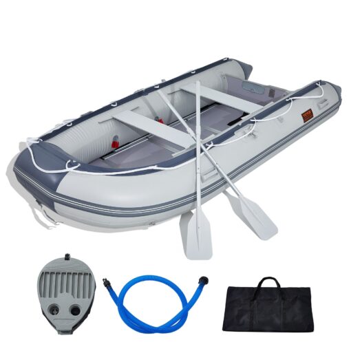 VEVOR 6 Person Inflatable Dinghy Boat with Marine Wood Floor and Adjustable Aluminum Bench