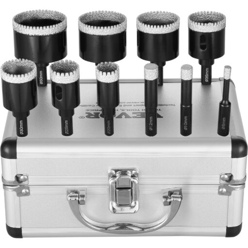 VEVOR 10 PCS Diamond Core Drill Bit Set 6 50mm 02 2in with Triangular Shank and Storage Case for Tile