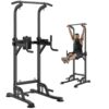 VEVOR Power Tower Dip Station with 10 Level Height Adjustable Pull Up Bar