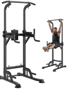 VEVOR Power Tower Dip Station with 10-Level Height Adjustable Pull Up Bar