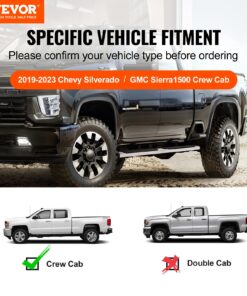 201 Stainless Steel Side Steps for 2019-2023 Chevy Silverado/GMC Sierra 1500 & 2020-2024 Silverado/Sierra 2500/3500HD Crew Cab